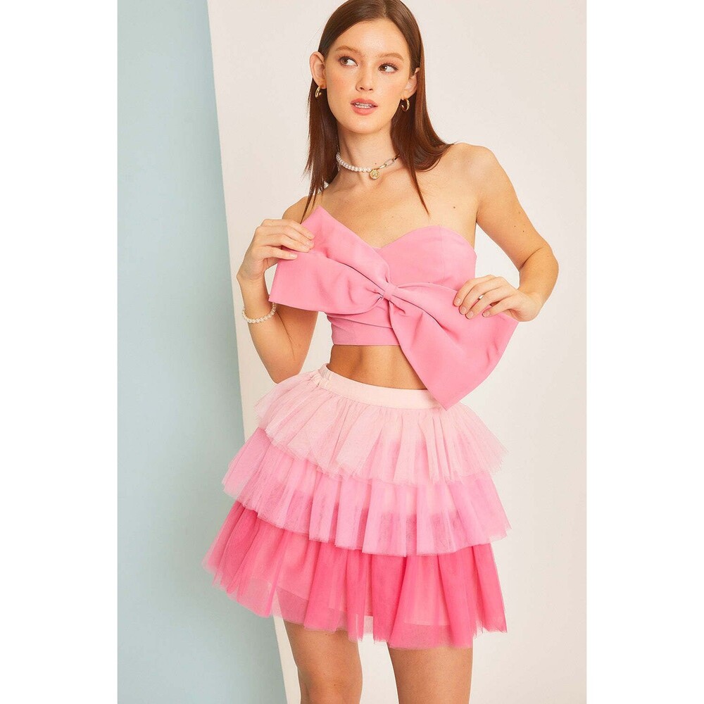 Mainstrip Kylie Bow Front Strapless Crop Top - Picture 3 of 8